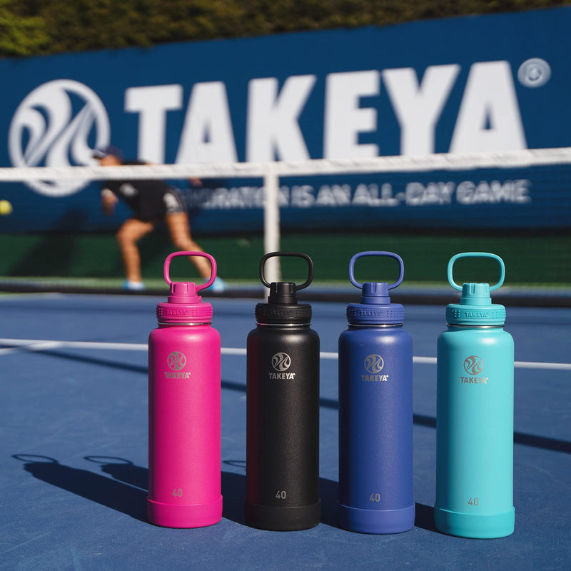 Takeya CP Signature Pickleball Insulated Water Bottle with Sport Spout Lid, 40 Ounce, Backspin Pink 40 oz - BeesActive Australia