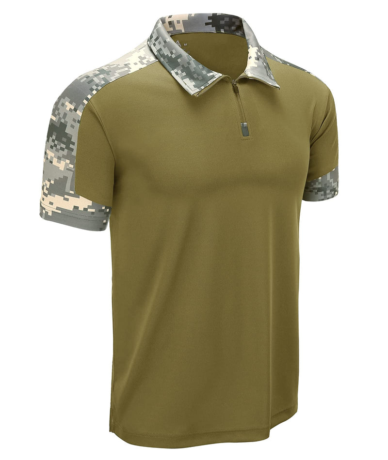 ZITY Mens Tactical Polo Military Shirts Short Sleeve Sports Golf Tennis T-Shirt 111-3pcs-khakiblackgreen Medium - BeesActive Australia