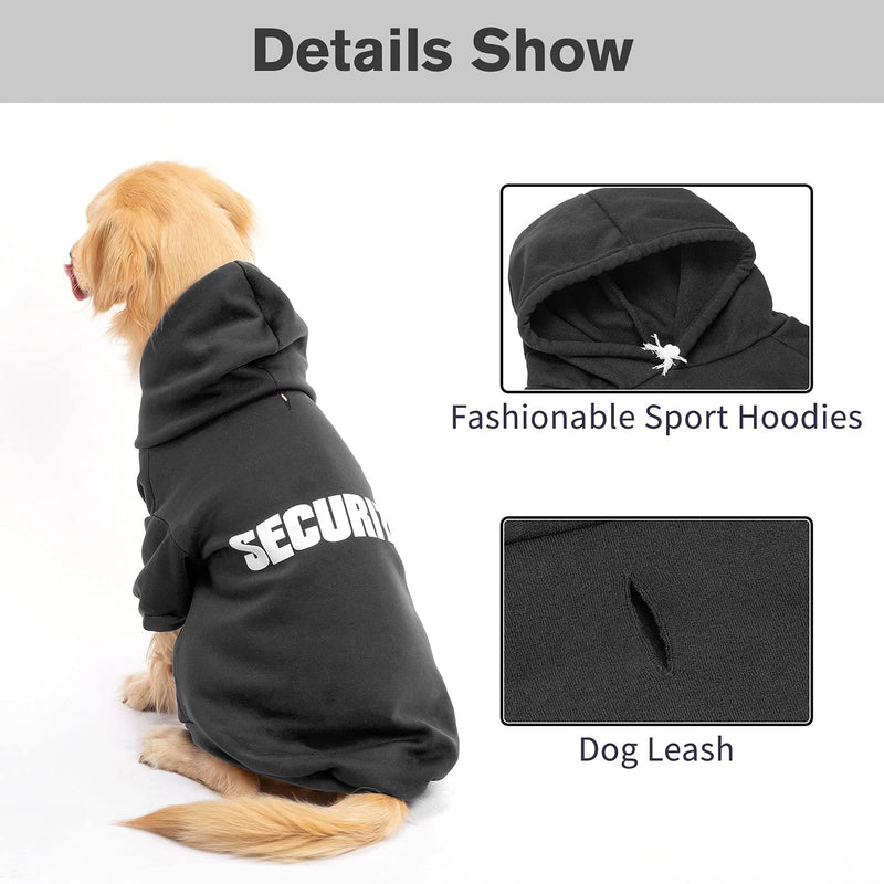 BINGPET Security Dog Hoodies Puppy Sweater Cold Weather Dog Coats Soft Brushed Fleece Pet Clothes Hooded Sweatshirt for Dog Cat X-Large (Chest Girth 34") Black - BeesActive Australia