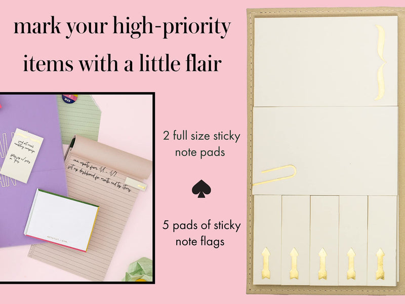 Kate Spade New York Black/Gold Professional Desktop Folio with Undated Weekly Planning Pad, Sticky Notes, and Notepad, Scatter Dot - BeesActive Australia