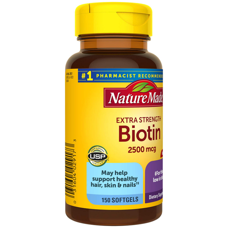 Nature Made Biotin 2500 mcg Softgels, 150 Count Value Size for Supporting Healthy Hair, Skin and Nails 150 Count (Pack of 1) - BeesActive Australia