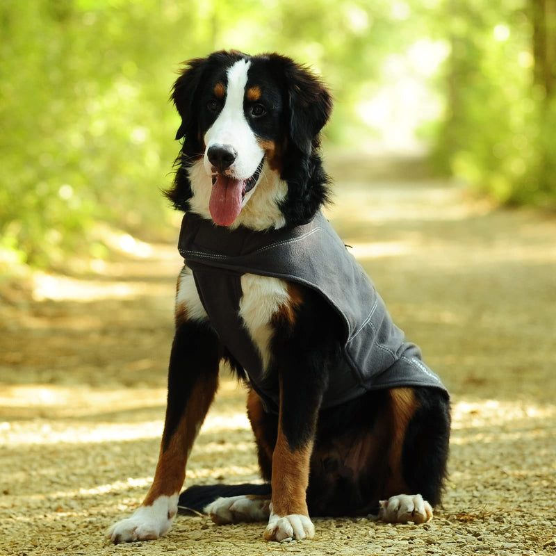 Vivaglory Fleece Vest Dog Cold Weather Sweater for Small Dogs, Adjustable Winter Warm Clothes with Two-Way Zipper Opening, Reflective Coats Pet Jacket for Puppies Small Medium Large Dogs S(Chest: 18-21", Neck: ~12") Grey - BeesActive Australia