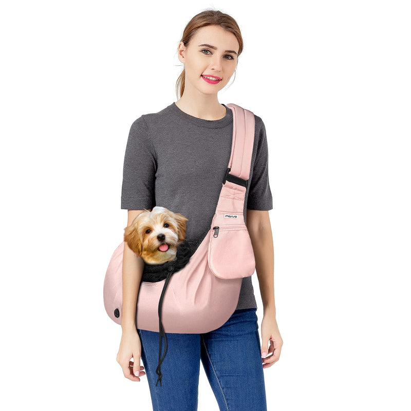 MOSISO Small Dog Cat Carrier Sling Bag, Pet Carrier Tote Bag Hands Free Adjustable Padded Strap Breathable Polyester Soft Carrying Travel Shoulder Bag with Front Pocket for Dogs Cats Pink - BeesActive Australia