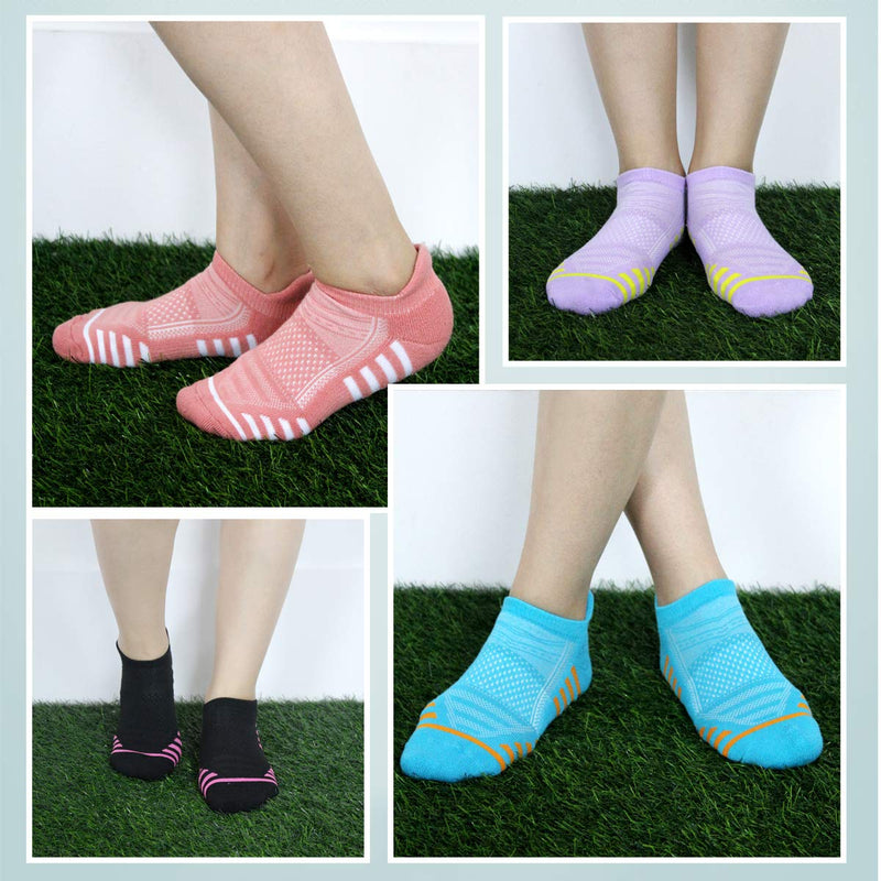 [AUSTRALIA] - FUNDENCY 6 Pack Women Ankle Athletic Socks Low Cut Breathable Running Tab Socks with Cushion Sole Multicolored Shoe Size: 6-11 