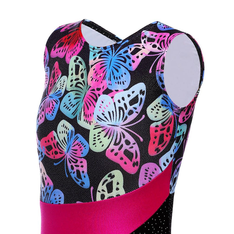 [AUSTRALIA] - Leotards for Girls Gymnastics Kids Children Biketard Sparkles Ribbon Stripe Hot Pink 4-5T B Butterfly 