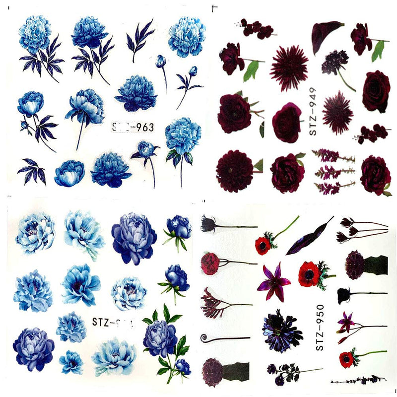 Delgoash DIY Flower Butterfly Nail Art Decal 24 Floral Nail Sticker Summer Nail Foil Water Transfer Butterfly Floral Rose Leaf Manicure Tools New Nail Decal Decoration for Women Gilrs PolishTips - BeesActive Australia