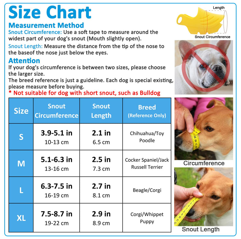 Dog Muzzle, Soft Duck Silicone Mouth Cover with Adjustable Strap for Small Medium Dogs, Best to Prevent Barking, Biting, and Chewing XL Yellow - BeesActive Australia