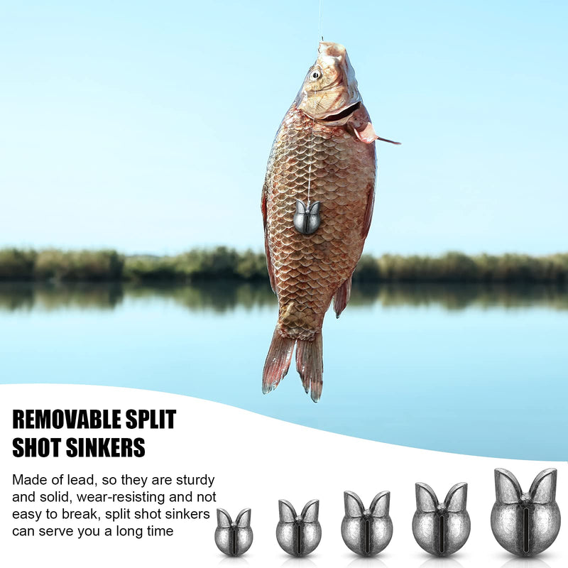 Gejoy 200 Pieces Fishing Weights Sinkers Kit Removable Split Shot Sinker Round Split Shot Fishing Weights Shot Sinkers for Fishing (1/64 oz, 1/62 oz, 1/32 oz, 3/64 oz, 5/64 oz, Classic) - BeesActive Australia
