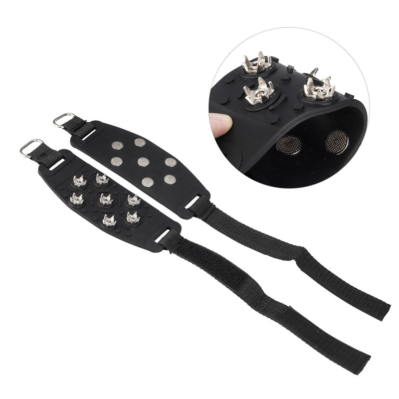 FANBX F Crampon Traction Cleats Anti-Skid Traction Grips Crampons Spikes 7 Point Cleats for Footwear for Walking, Jogging, Hiking, Mountaineering Ice Snow Grips Black - BeesActive Australia