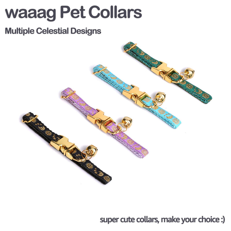 waaag Pet, Moons Stars Suns Dog Collar Cat Collar, Multiple Designs Crescent Celestial Dog Cat Collar Leash Harness XX-Small (Pack of 1) Mallard Collar - BeesActive Australia