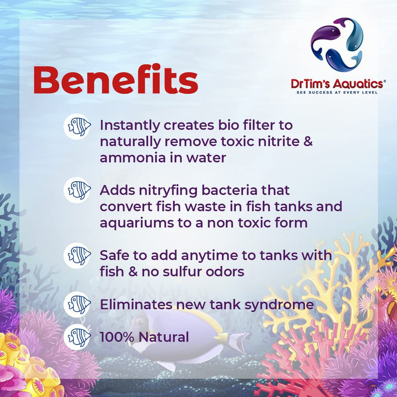 DrTim's Aquatics Reef One & Only Nitrifying Bacteria – For Reef, Nano and Seahorse Aquaria, New Fish Tanks, Aquariums, Disease Treatment – H20 Pure Fish Tank Cleaner – Removes Toxins – 2 Oz. (400) - BeesActive Australia