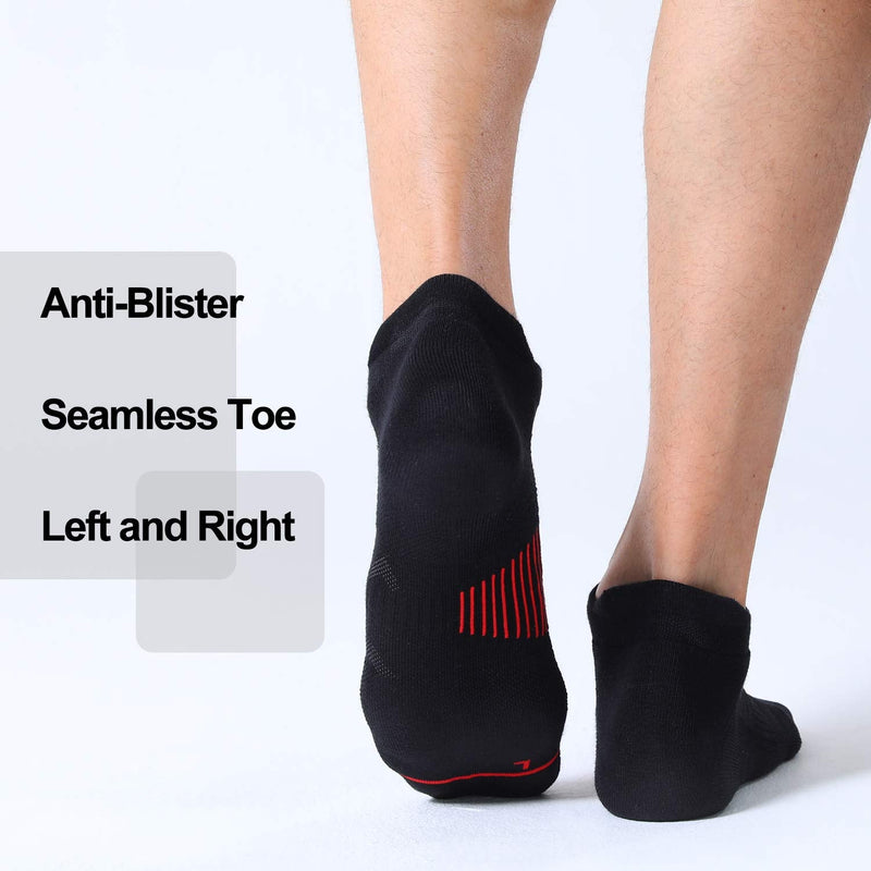 Fitrell Men's 6 Pack Ankle Running Socks Low Cut Cushioned Athletic Sports Socks 9-12/ 12-15 Black+red - BeesActive Australia