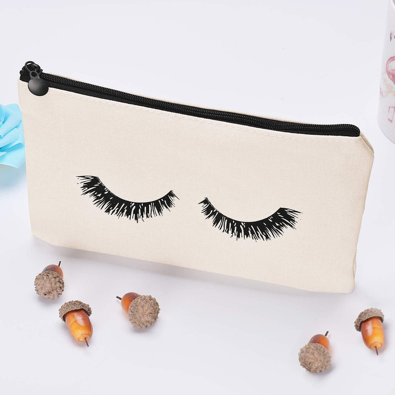 ABOAT 12 Pieces Eyelash Cosmetic Bags Makeup Bags Travel Pouches Toiletry Bag Cases with Zipper for Women Girls (Beige) Beige - BeesActive Australia