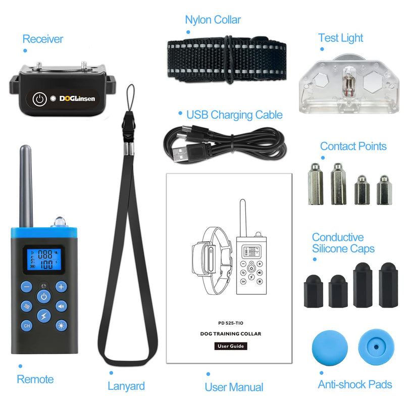 Dog Shock Collar, Dog Training Collar with Remote, Waterproof Electric Dog Collar with Beep, Vibration, Shock, Light and Barking Mode, Suitable for Large Medium Small Dogs and Puppy - BeesActive Australia