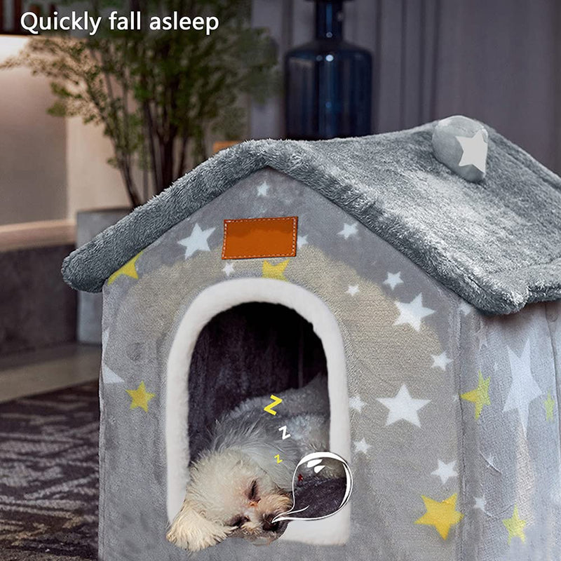 Aquarius CiCi Dog House Indoor, Foldable Dog House Kennel Bed Mat with Cushion for Small Medium Large Dogs Cats, Winter Warm Cat Nest Puppy Cave Sofa Pet Products (Small), Green, Gray, Pink (CYZ47) - BeesActive Australia