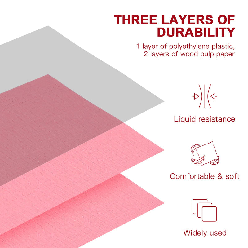 Healifty 110-120pcs Dental Bibs Disposable Waterproof Patient Bibs Dental Scarf Towel for Dentist Clinic Use (Pink) - BeesActive Australia