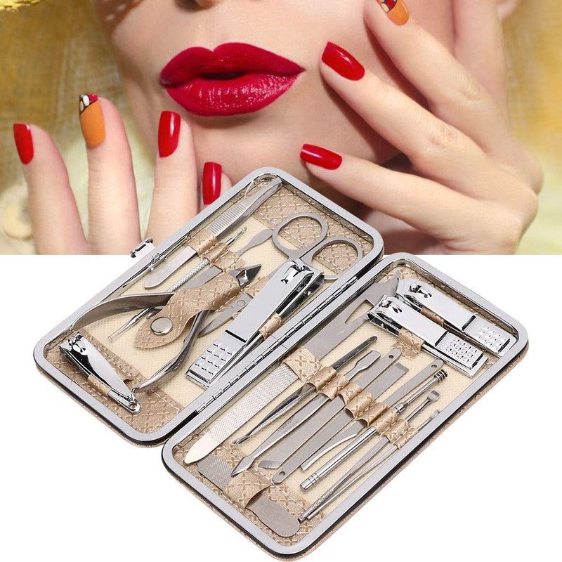 Cuticle Care Tool Kit, 19pcs/set Stainless Steel Pedicure Manicure Nail Care Tools Wtih Storage Case, Help Remove Dead Skin Cutin - BeesActive Australia