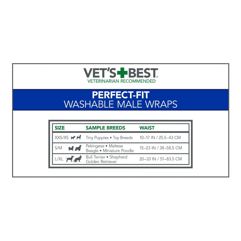 Vet's Best Washable Male Dog Diapers | Absorbent Male Wraps with Leak Protection | Excitable Urination, Incontinence, or Male Marking | 1 Reusable Dog Diaper Per Pack LG/XL - BeesActive Australia