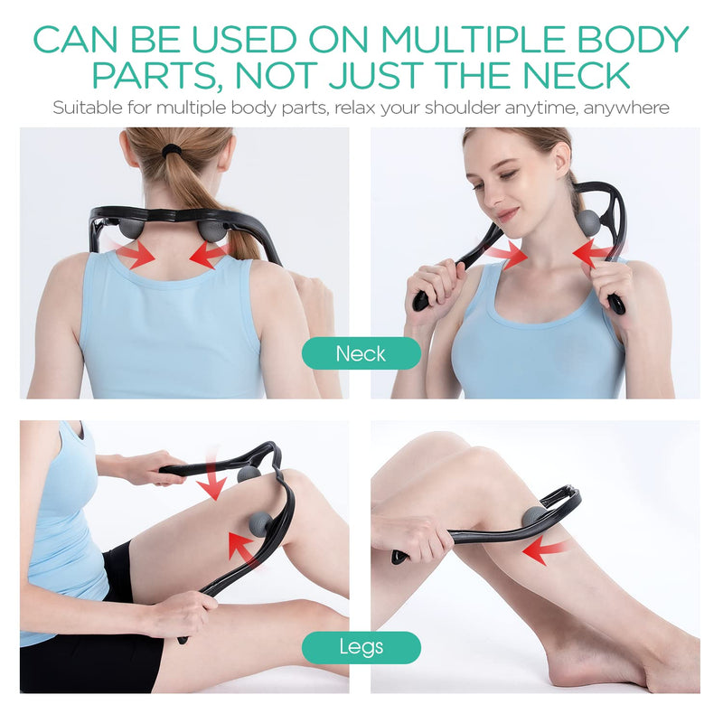 VOYOR Handheld Neck Massager with Dual Trigger Points, Deep Tissue Shiatsu for Muscle Pain Relief, Ergonomic Handle, Portable for Home & Office MS110 - BeesActive Australia