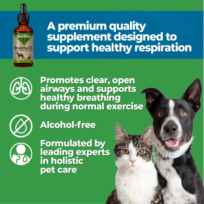 Animal Essentials Breathe EZ Herbal Supplement for Dogs & Cats (Multiple Sizes) - Supports Clear, Healthy Respiration-Breathing 1 fl oz (30 ml) - BeesActive Australia