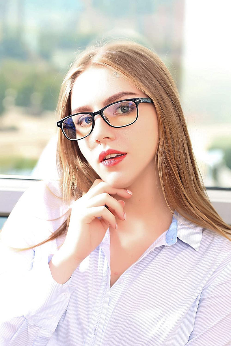 SUERTREE 3 Pack Anti-Blue Computer Reading Glasses, Blue Light Filter Eye Glasses, Blocking UV Computer Glasses, Visual Aided Glasses, Female Male Reading Glasses Black 2.5 BM161 +2.50 Magnification 3 Pack Anti Blue Black - BeesActive Australia