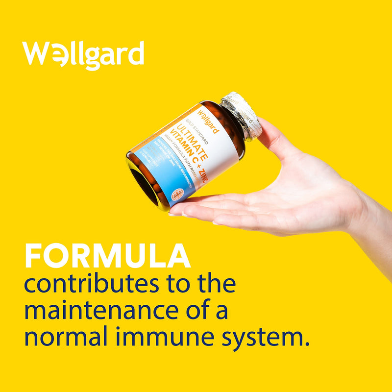 Vegan Vitamin C and Zinc by Wellgard - Maximum Recommended Daily Intake of Zinc, Made in UK - BeesActive Australia