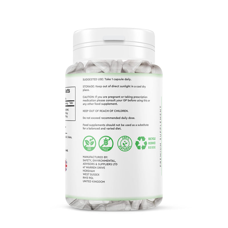 Inositol with Chromium & Folate 1000mg Vegan Capsules -120 Days Supply 4 Months - Vitamin b8 Vegan High Strength - UK Manufactured - BeesActive Australia