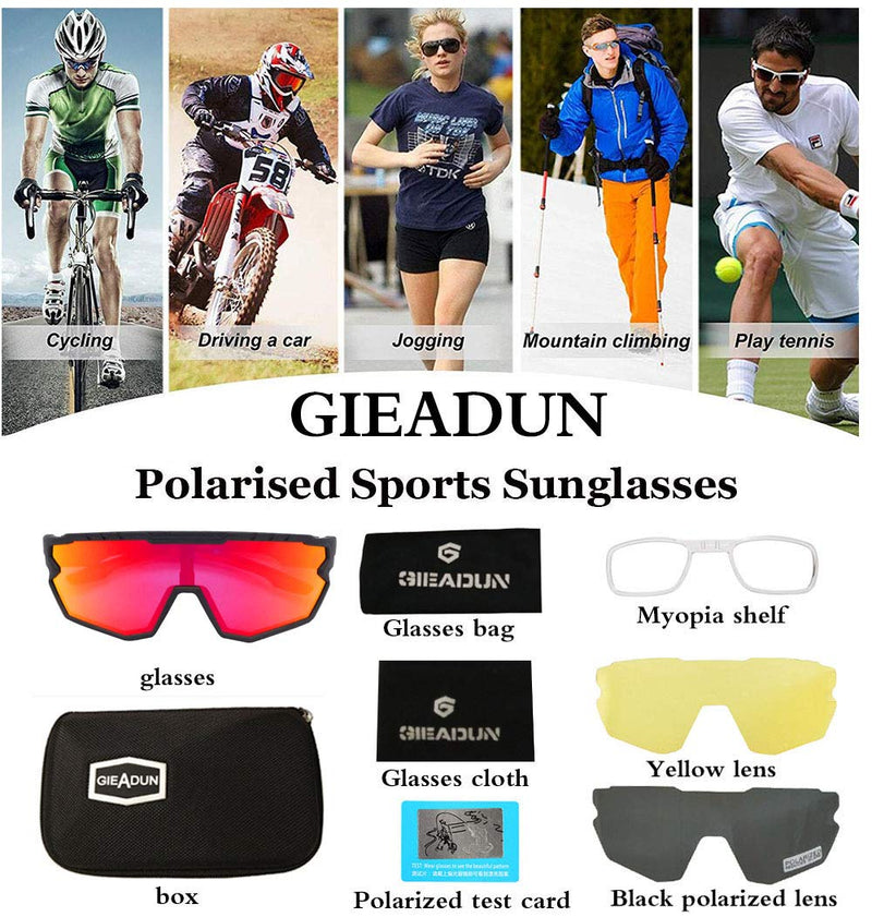Sports Sunglasses Cycling Glasses Polarized Cycling, Baseball,Fishing, Ski Running,Golf Black Red - BeesActive Australia