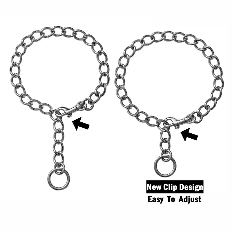 New Clip Design Dog Slip Walking Collar,18K Gold Plated Strong Stainless Steel P Chain Metal Collar for Small Medium Large Dogs 16 inch Silver - BeesActive Australia