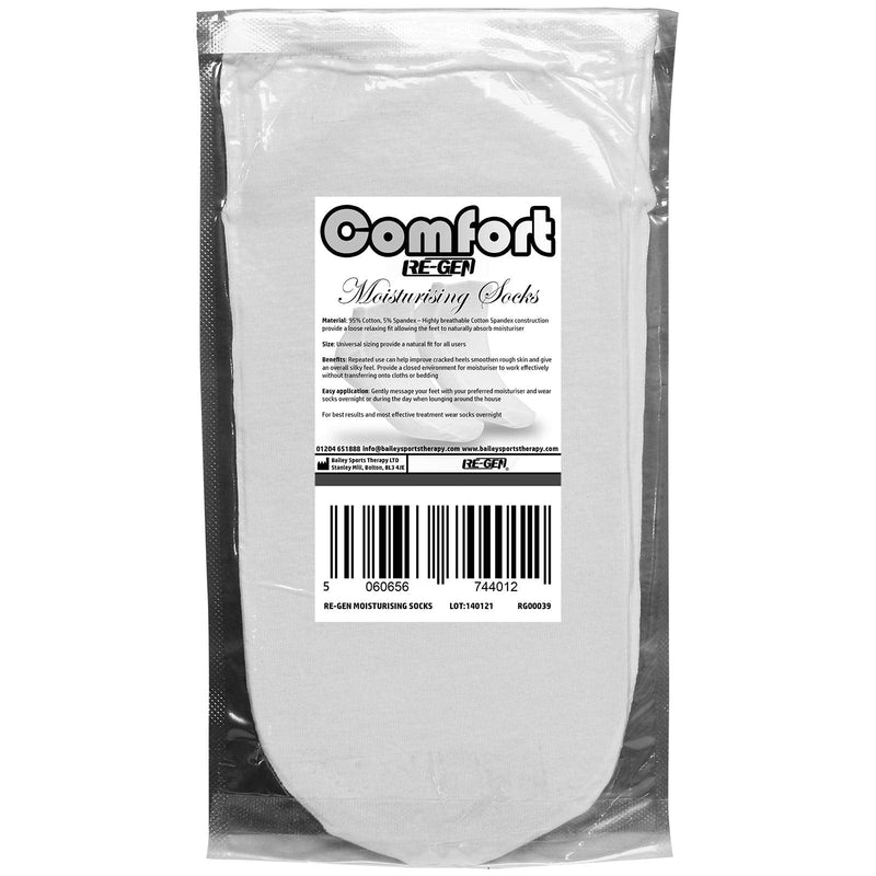 6 Pair - RE-GEN Comfort Fit Cotton Soft Cream Retainer Moisturising Overnight Socks - Ideal for Dry Cracked Hard Skin - BeesActive Australia