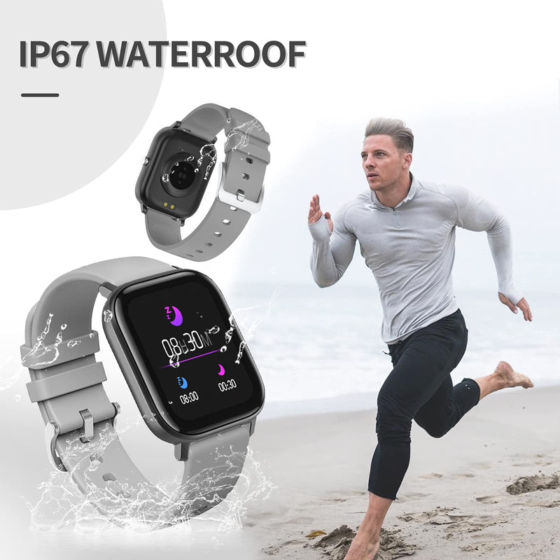 Fitness Tracker Blood Pressure Heart Rate Monitor Blood Oxygen Activity Pedometer Big Fitness Tracker Sleep Monitor for Women Men P8 gray - BeesActive Australia