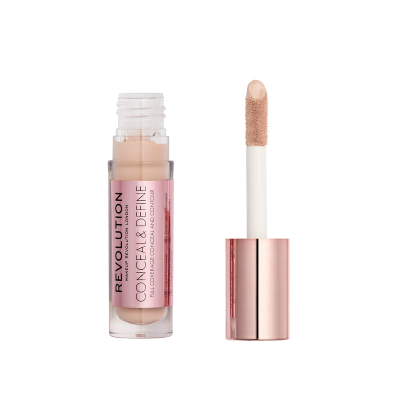 Makeup Revolution Conceal and Define Concealer, Full Coverage Conceal & Contour, Shade C4, Liquid Makeup Concealer Stick for Blemishing and Hides Acne, Blemish Concealer for Under Eye Brightening - BeesActive Australia