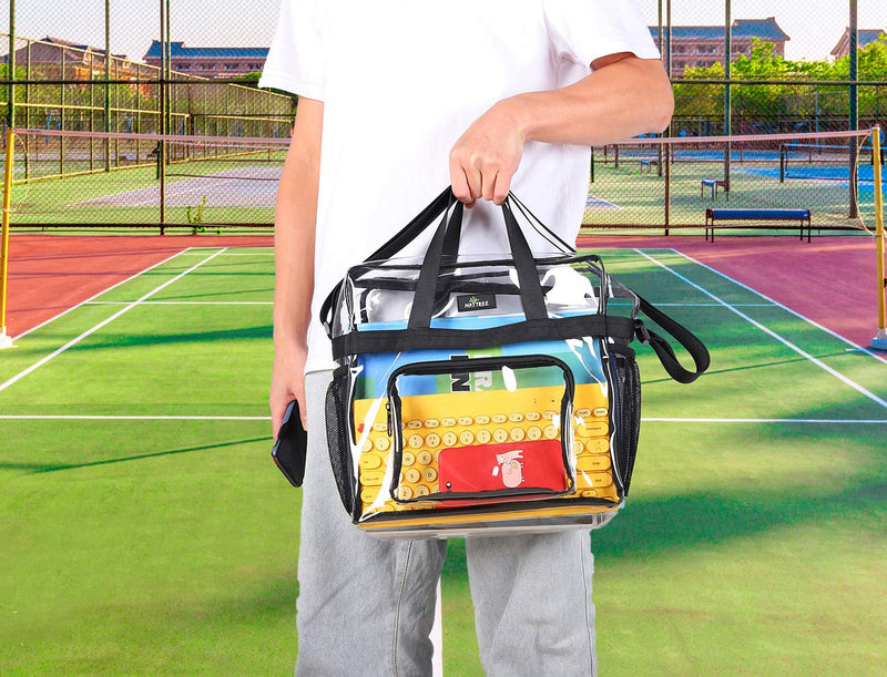 Clear Bag Stadium Approved, Transparent See Through Clear Tote Bag for Work, Sports Games-12 x12 x6 Black-l - BeesActive Australia