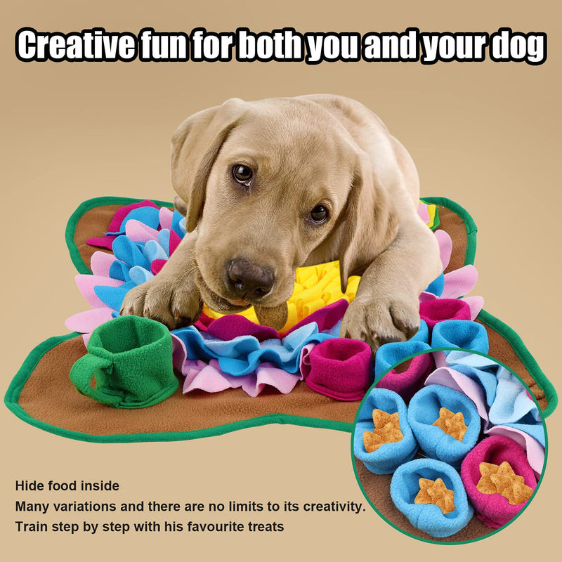 Pet Snuffle Mat for Dogs Interactive Feed Game Sunflower Suction Cups Dog Treats Feeding Mat with Puzzles Encourages Natural Foraging Skills - BeesActive Australia