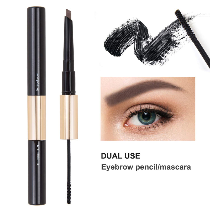 Boobeen Eyebrow Pen & Mascara - Vivid Brow Makeup Stylist Definer Eyebrow Pencil & 4D Waterproof Natural Mascara - Long Lasting Charming Eye Makeup Light Brown - BeesActive Australia