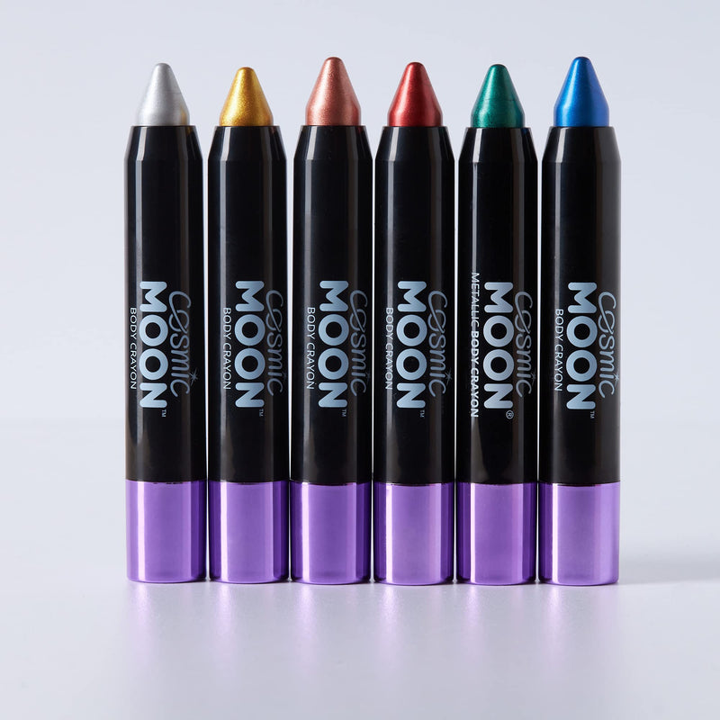 Cosmic Moon - Metallic Face Paint Stick/Body Crayon makeup for Face & Body 0.12oz - Easily create metallic designs like a pro! - Set of 6 colours - BeesActive Australia