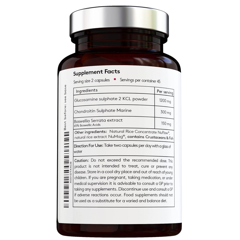 100% Natural - Triple Action Mobility Formula - Glucosamine + Chondroitin + Boswelia - High Strength - Premium Ingredients - Made in The UK - BeesActive Australia