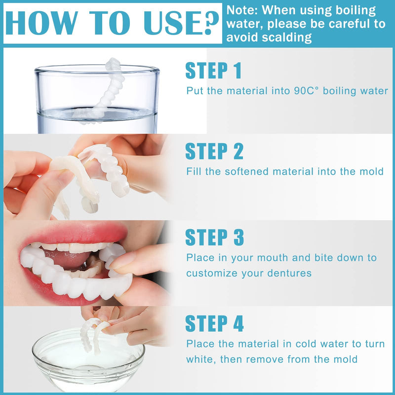 Fake Teeth Temporary Denture Teeth Veneer Snap in Teeth Confidence Smile Dentures Veneers Fake White Teeth with Mini Tweezers for Men and Women Bad Teeth Whitening Alternative (4 Pieces) - BeesActive Australia