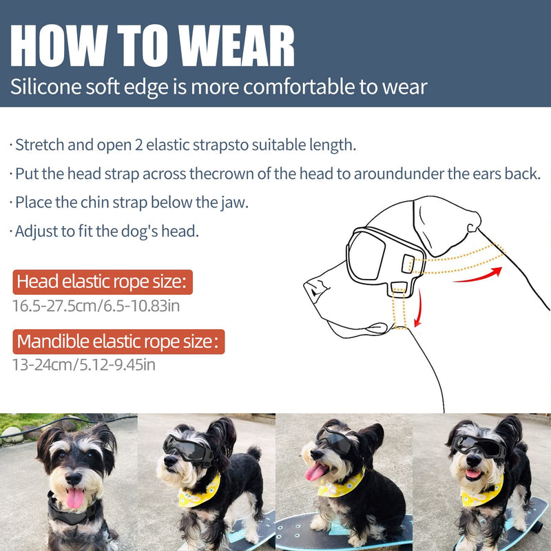NVTED Dog Sunglasses Dog Goggles, Comfortable Soft Easy Wear Adjustable UV Protection Puppy Sunglasses for Small to Medium Dog Black - BeesActive Australia