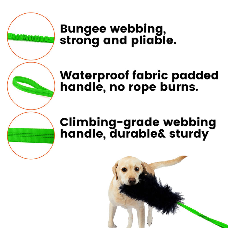HOWGO Dog Bungee Chaser Toy 100% Sheepskin Bungee Chaser Toy, Rope Toy,Tug Toy for All Breeds Long-Style(Without rubber Ball) Green - BeesActive Australia