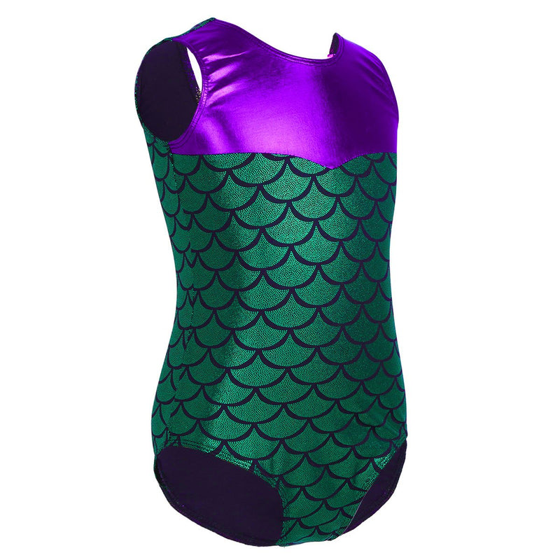 FEESHOW Girls Shiny Mermaid Scales Gymnastic Leotard Ballet Dance wear Costumes Sports Tank Tops 3-4 Green - BeesActive Australia