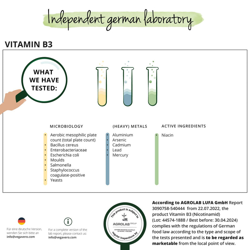 Vitamin B3 Nicotinamide Vegavero� | 500 mg | Flush Free Niacinamide | NO ADDITIVES | 180 Vegan Capsules - BeesActive Australia