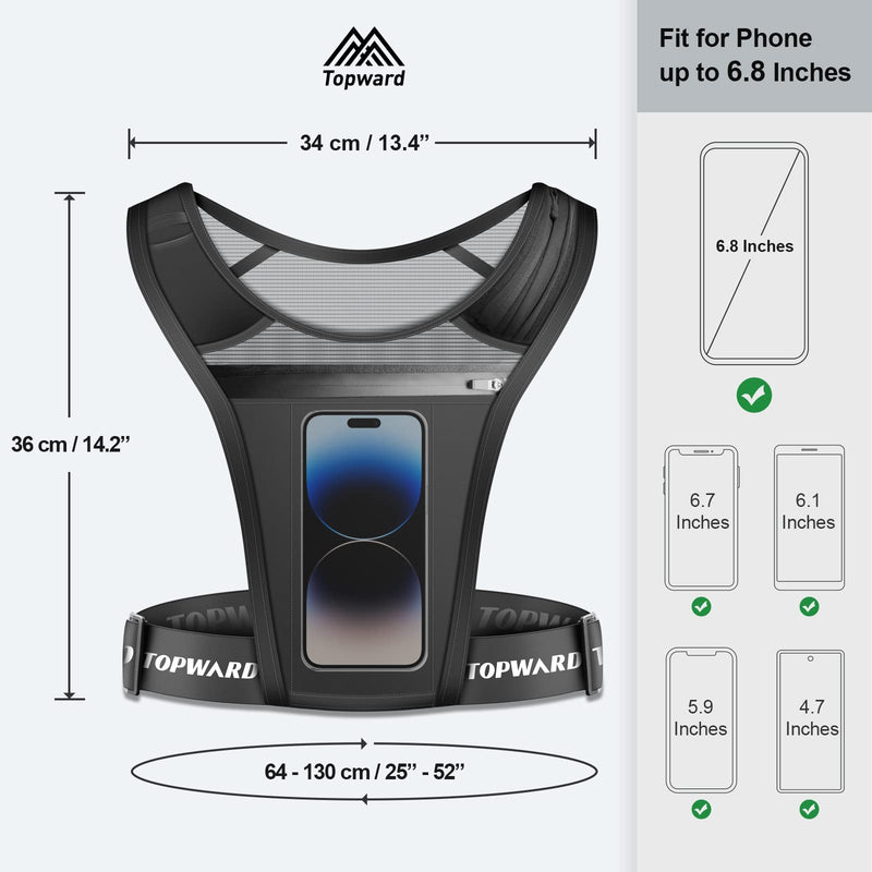 Topward Running Phone Holder Vest for Men Women Jogging Walking Exercise & Gym Workout. Water Resistant Cell Phone Holder for All Smartphones. Adjustable Strap,Key Pocket, Hydration Water Bottle Pouch - BeesActive Australia