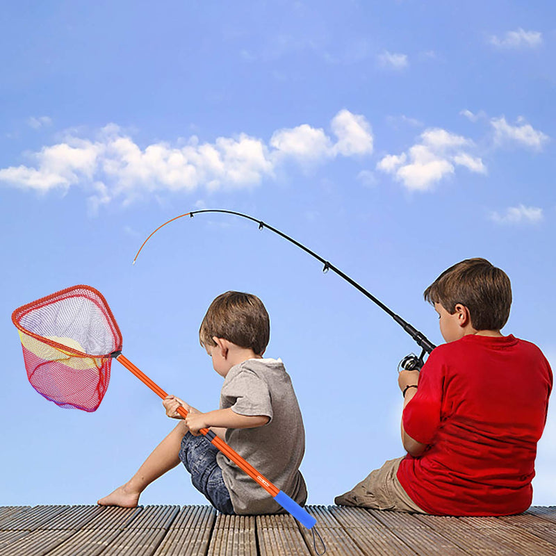 [AUSTRALIA] - ODDSPRO Kids Fishing Net with Telescopic Pole Handle - Lightweight Aluminum and Nylon Landing Net for Catch and Release or Butterfly Net Orange 1 pack 