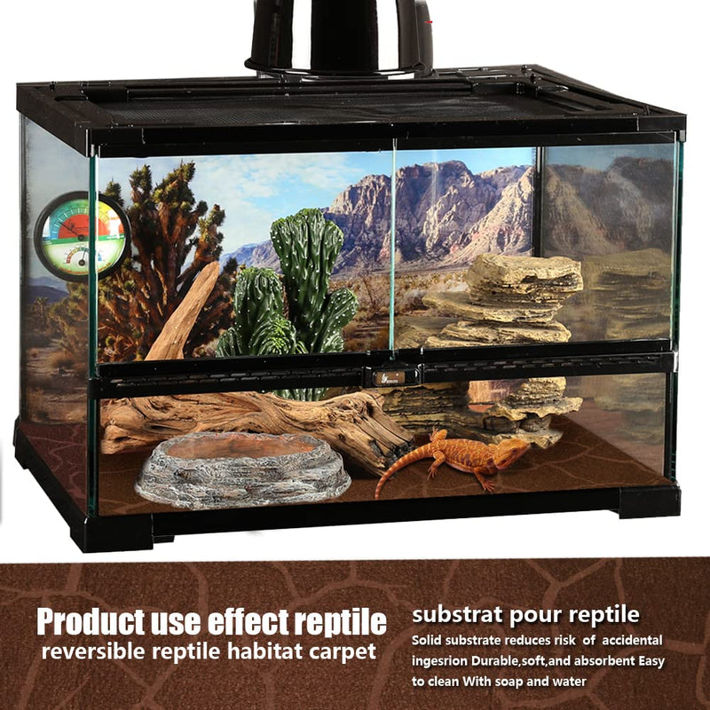REP BUDDY 2 Pack Reptile Carpet Desert Reptile Mat & Reversible Substrate, Terrarium Liner Bedding, for Lizard,Chameleon,Gecko,Snake,Ceratophrys with Tweezers Feeding Tong 40 Gallon(36x18in) - BeesActive Australia
