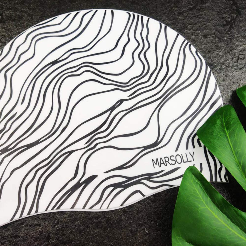 Marsolly Silicone Swim Cap for Women Long Hair Adult Swimming Caps with Fashion Printed Stripe - BeesActive Australia