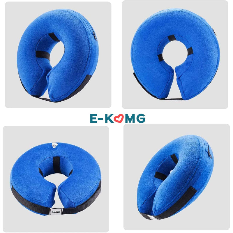 E-KOMG Dog Cone After Surgery, Protective Inflatable Collar, Blow Up Dog Collar, Pet Recovery Collar for Dogs and Cats Soft Large(12"-18") Blue - BeesActive Australia