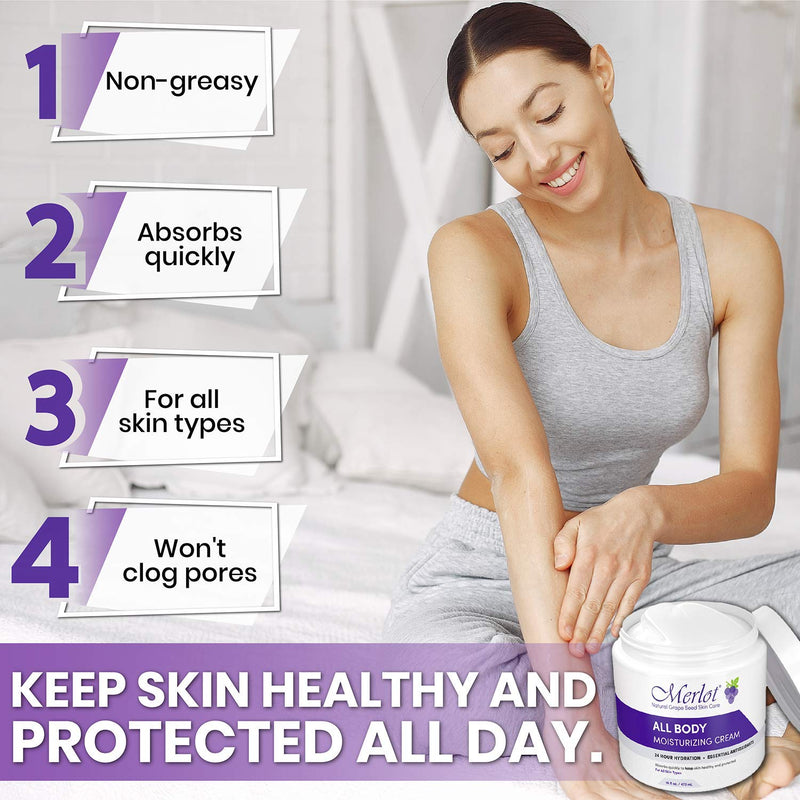 MOISTURIZING BODY CREAM BY MERLOT | FOR ALL SKIN TYPES | 16 OZ - BeesActive Australia