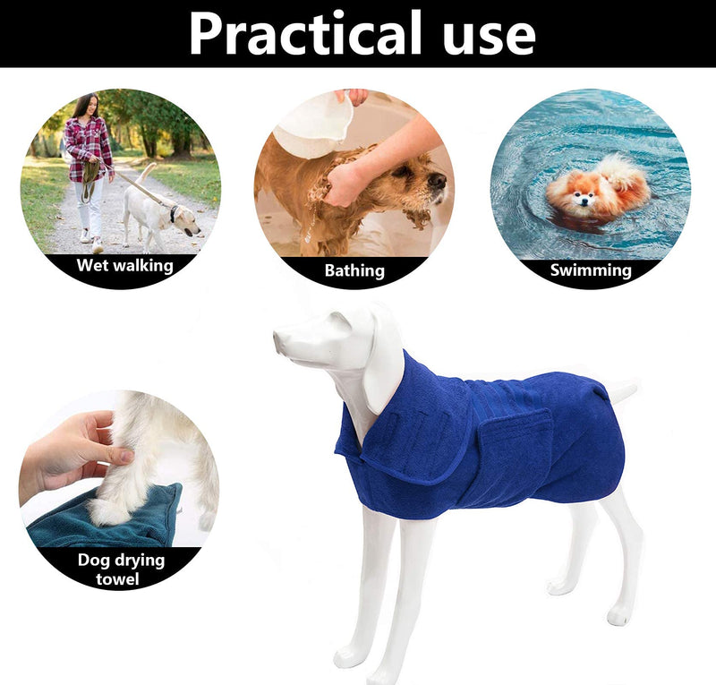 Geyecete Dog Drying Coat -Dry Fast Dog Bag - Dog Bathrobe Towel - Microfibre Fast Drying Super Absorbent Pet Dog Cat Bath Robe Towel,Luxuriously Soft, XX-Large Blue(Microfibre) - BeesActive Australia