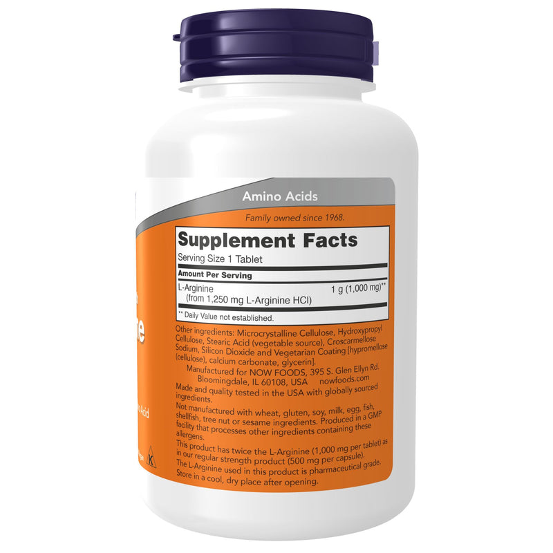 NOW Supplements, L-Arginine 1,000 mg, Nitric Oxide Precursor*, Amino Acid, 120 Tablets - BeesActive Australia